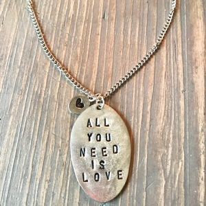 handmade Jewelry - Hand stamped “All you need is love” necklace handmade Jewelry - Hand stamped “All you need is love” necklace